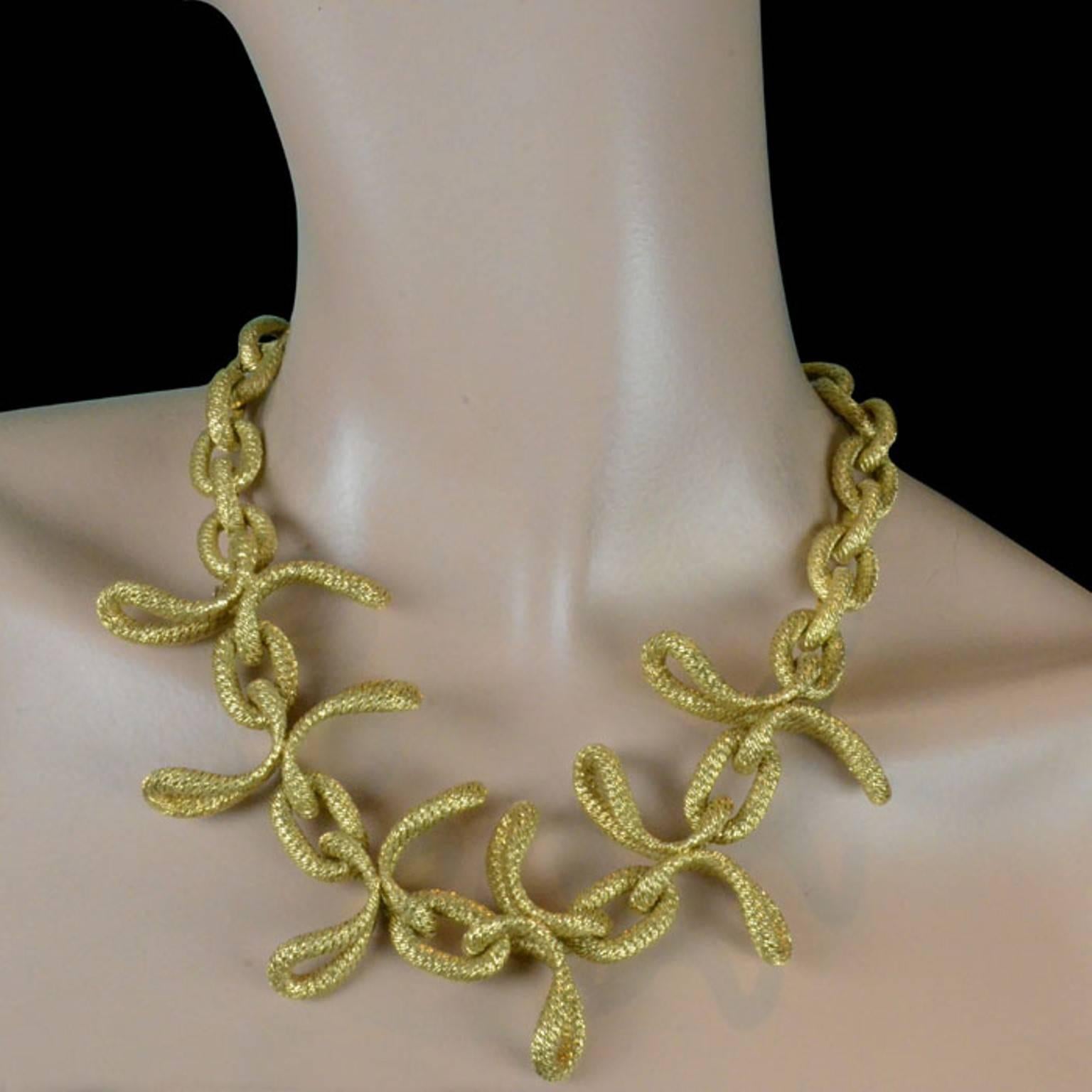 Women's or Men's 1960s Cartier Woven Gold Oval Link Necklace