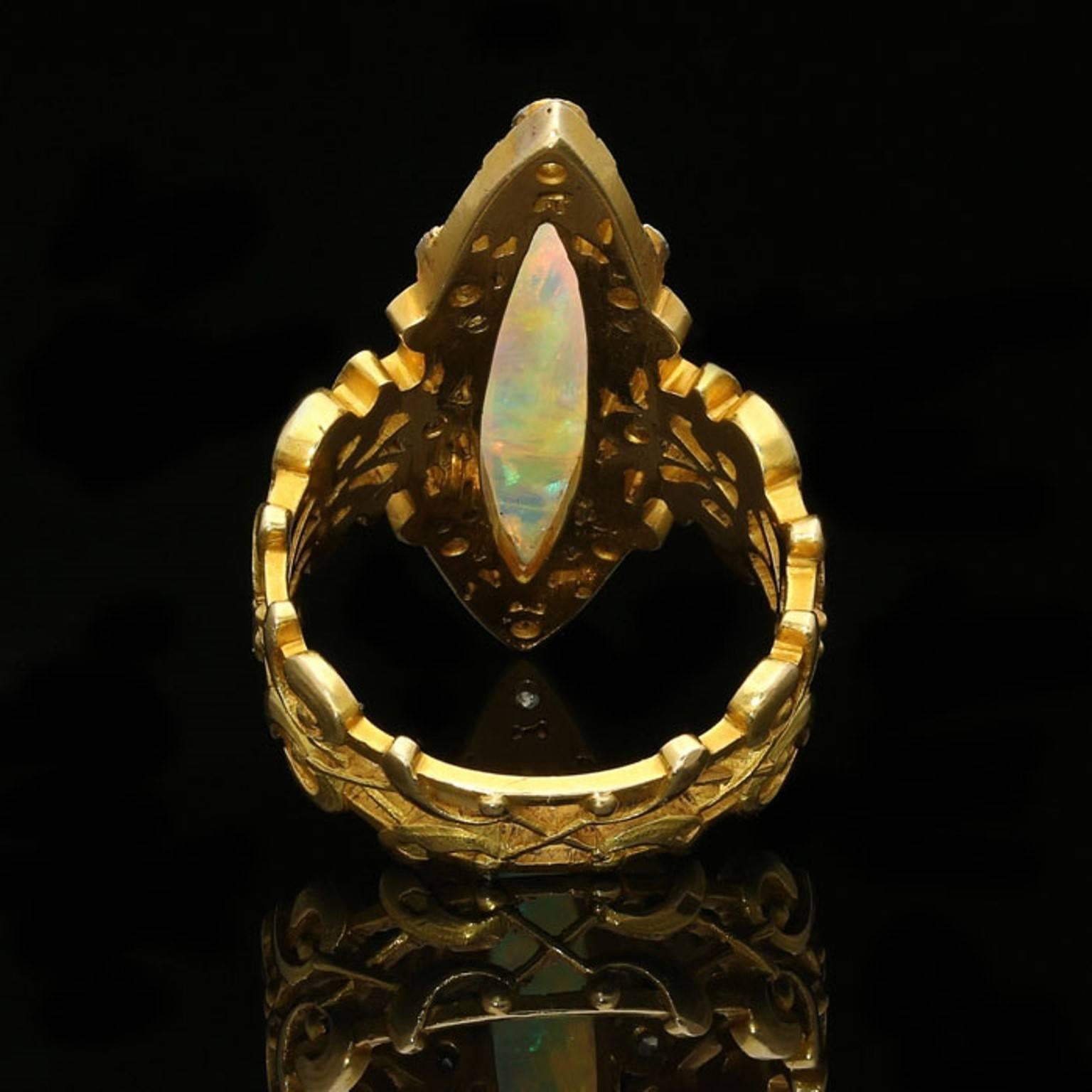 1900 Victor Gerard Art Nouveau Opal Gold Ring In Good Condition In London, GB