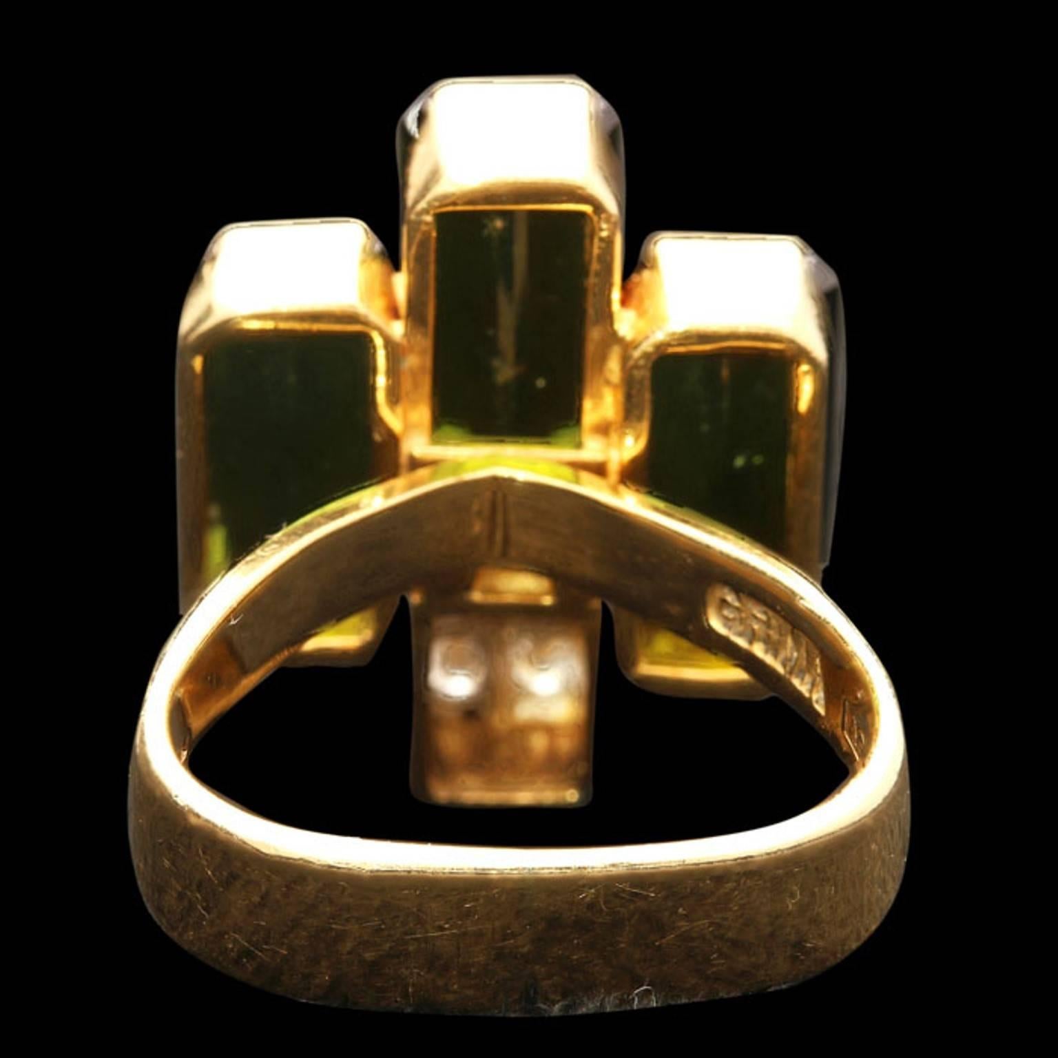 Women's or Men's 1979 Andrew Grima Tourmaline Diamond Gold Dress Ring