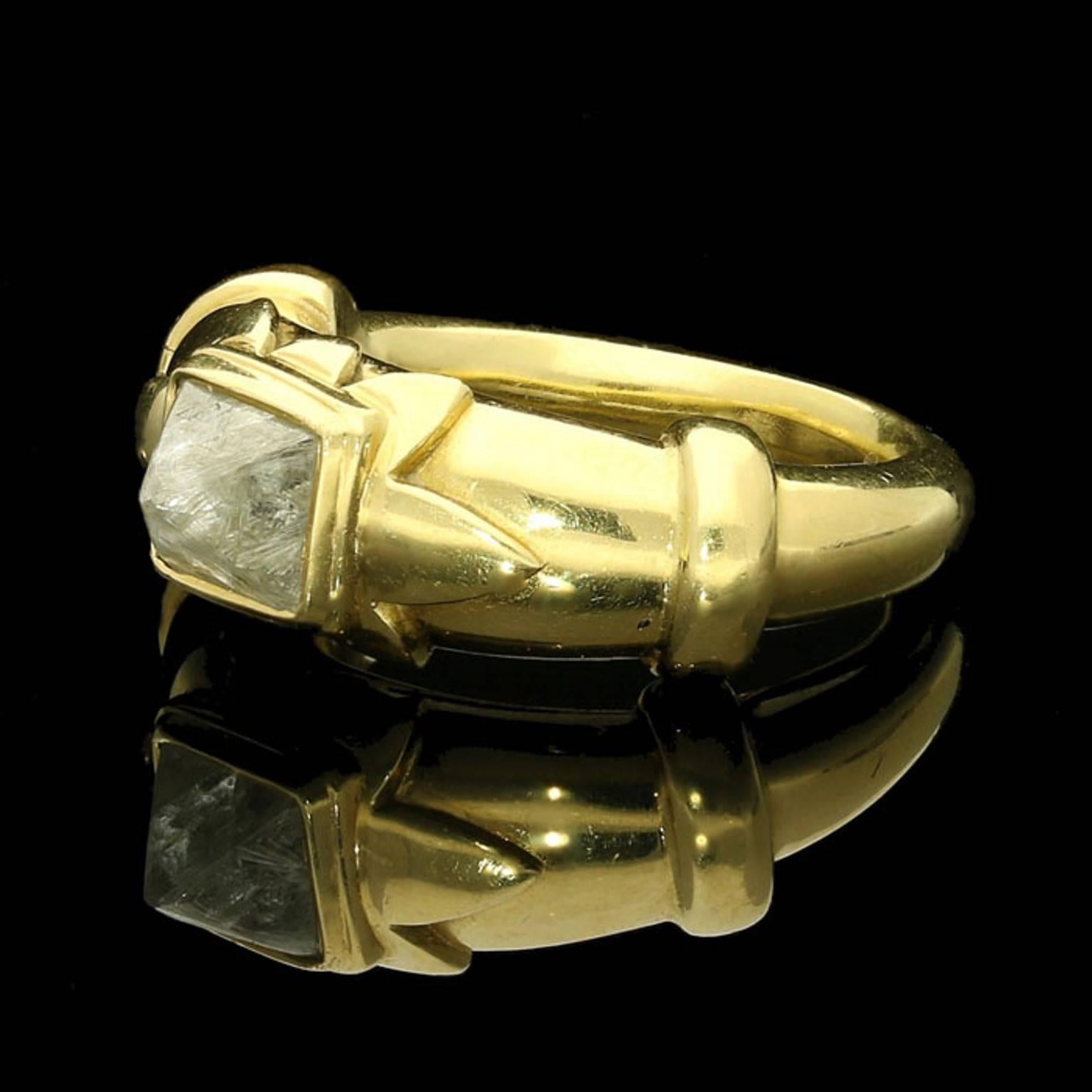 2005 Jacques Van As Renaissance Style Uncut Diamond Gold Ring  In Good Condition In London, GB