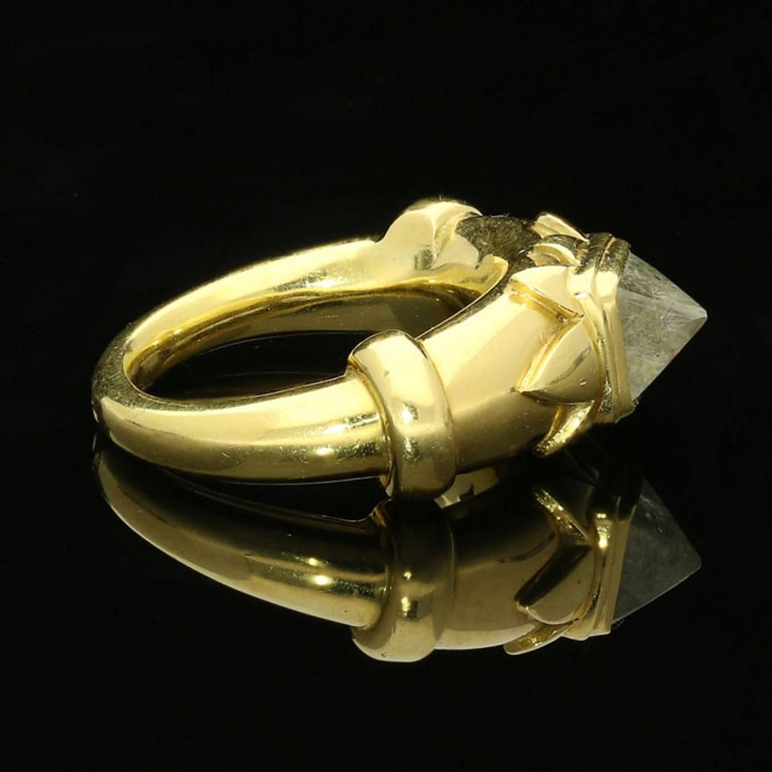 Women's or Men's 2005 Jacques Van As Renaissance Style Uncut Diamond Gold Ring 