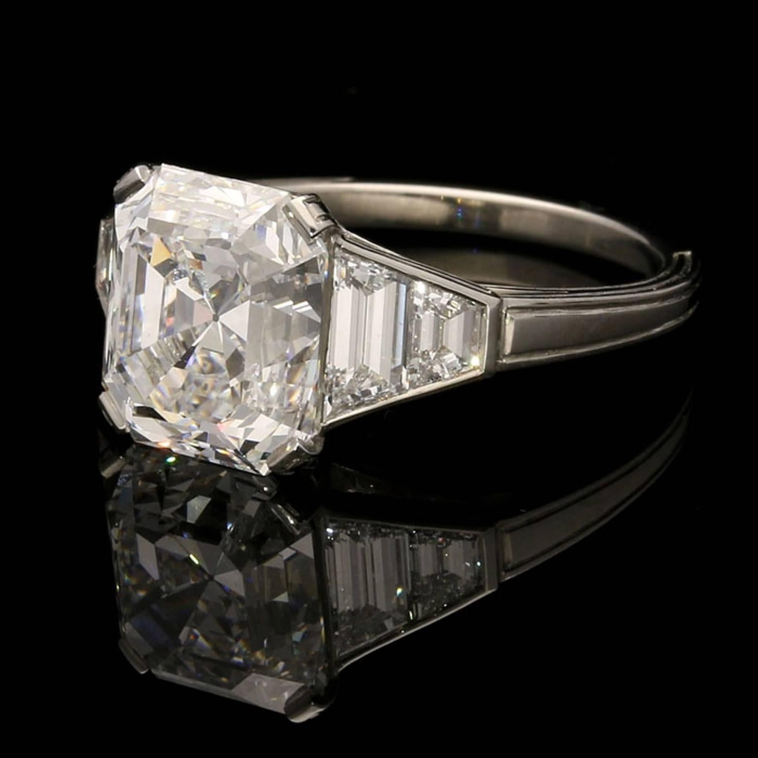 Hancocks 4.21 Carat GIA Certified Old Mine Emerald Cut Diamond Engagement Ring In New Condition In London, GB