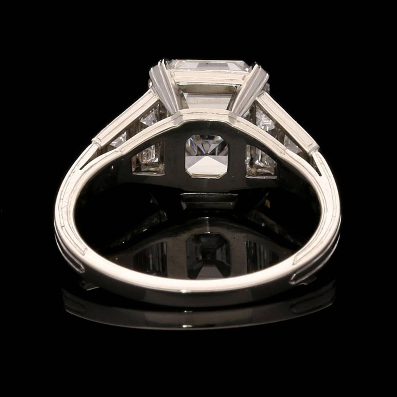 Hancocks 4.21 Carat GIA Certified Old Mine Emerald Cut Diamond Engagement Ring 1