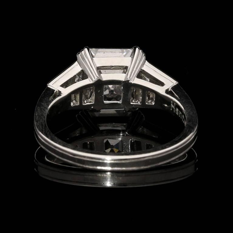 A 3.31ct Asscher Cut Diamond Ring With Graduated Trapezoid Shoulders By ...