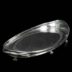Silver Oval Tray with Loop Handles By Omar Ramsden circa 1930