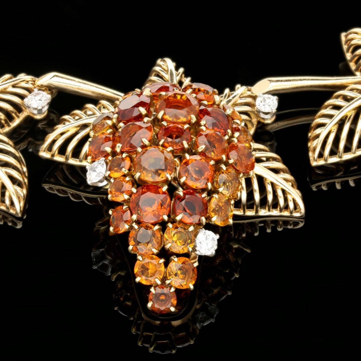 Women's or Men's  Boucheron Retro Citrine Diamond Fruiting Vine Gold Necklace 