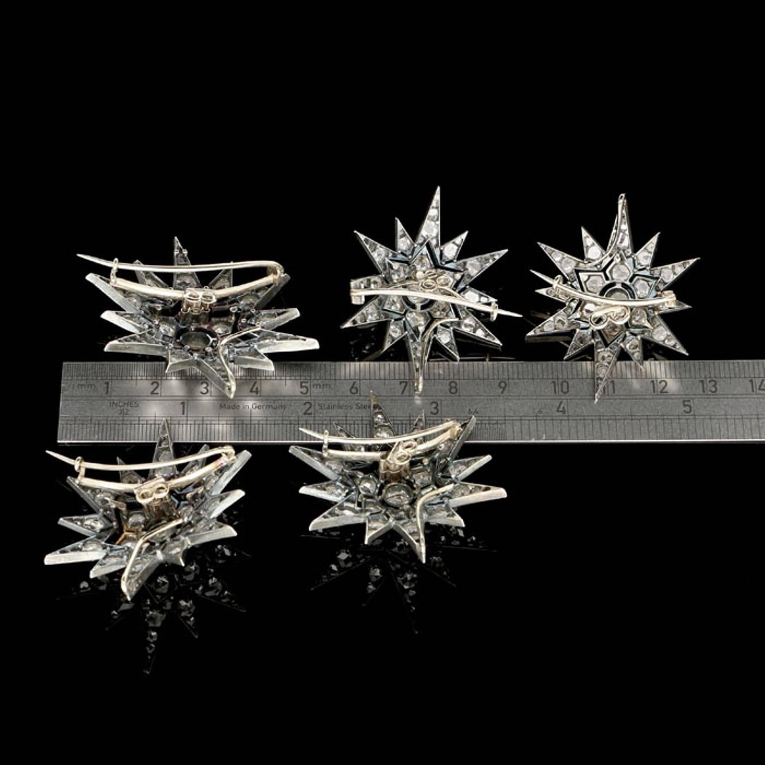 Women's or Men's Rare Complete Victorian Diamond Five Star Tiara Converting to Brooches