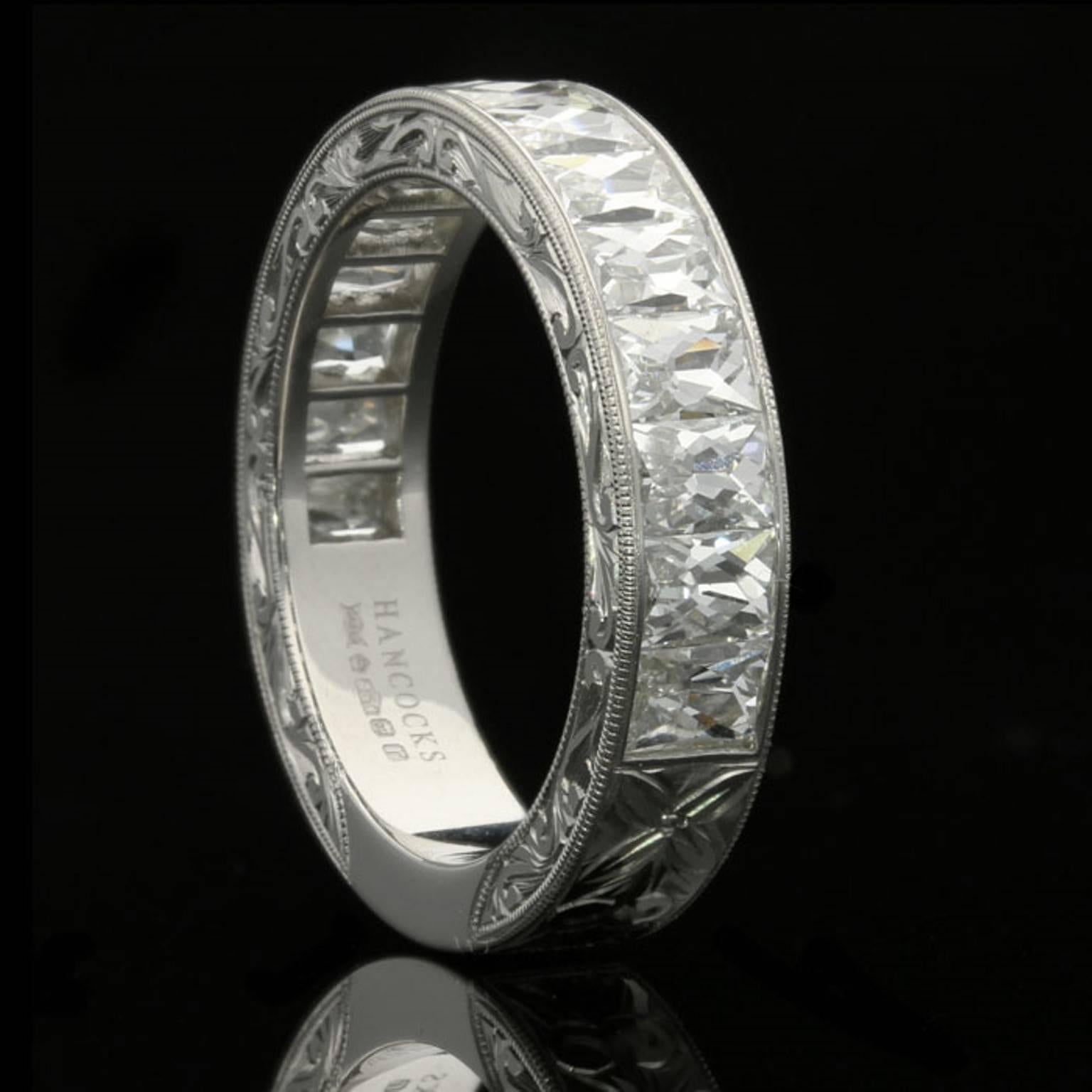 Contemporary Hancocks Stunning 2.75 carats French Cut diamond and Platinum Eternity Ring