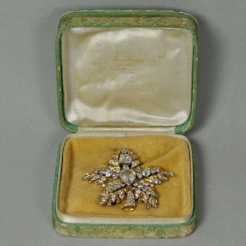 Magnificent Certified Rene Boivin Feuille de Platane Diamond Brooch 1