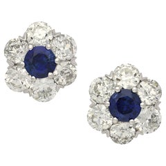 Hancocks 3,63ct Diamant & Saphir Floral Cluster Ohrringe