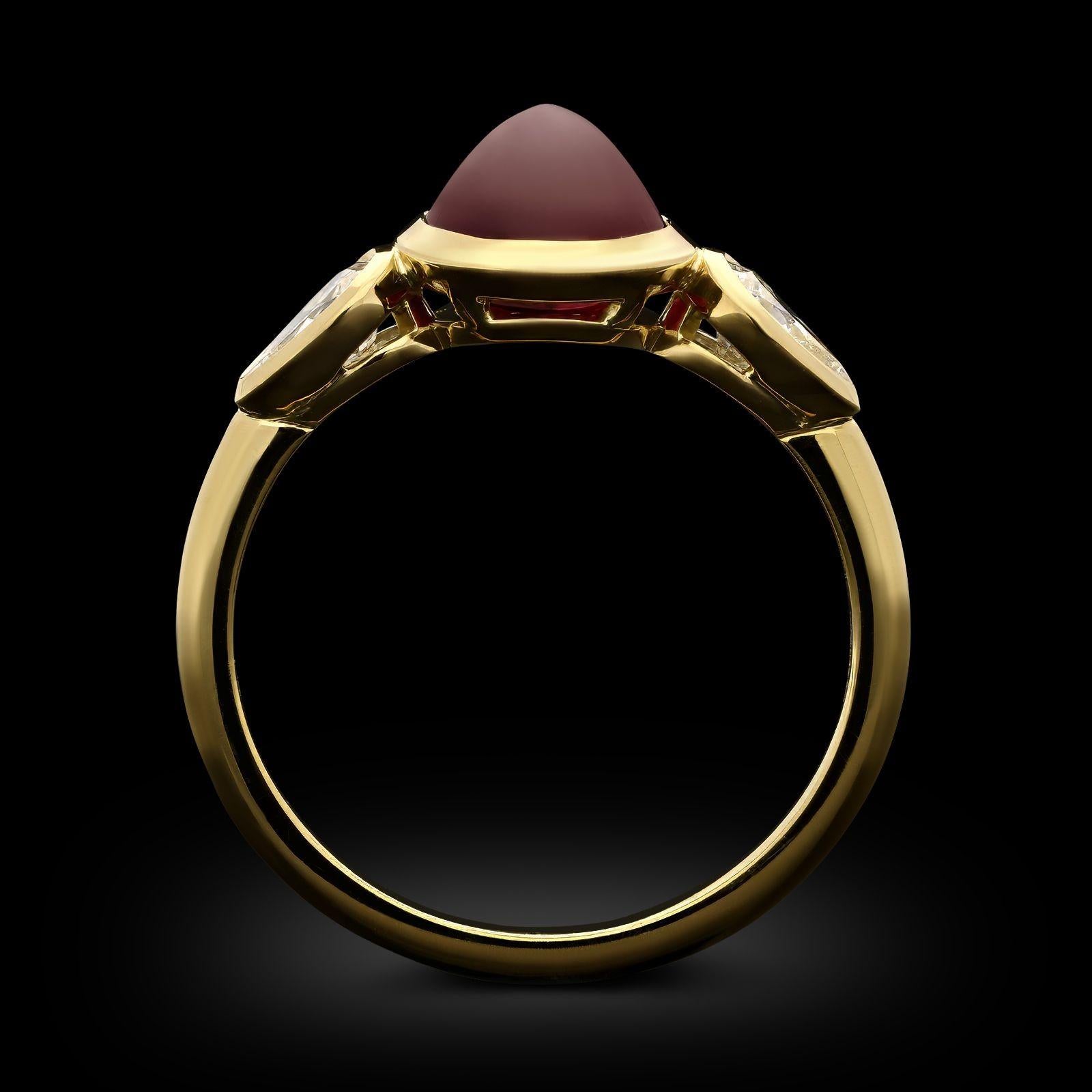 Bague Hancocks en or jaune 18ct avec rubis de Birmanie et diamants de 2,70ct Unisexe en vente