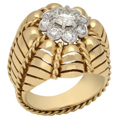 Vintage 18ct Yellow Gold & Diamond Bombé Ring Circa 1950
