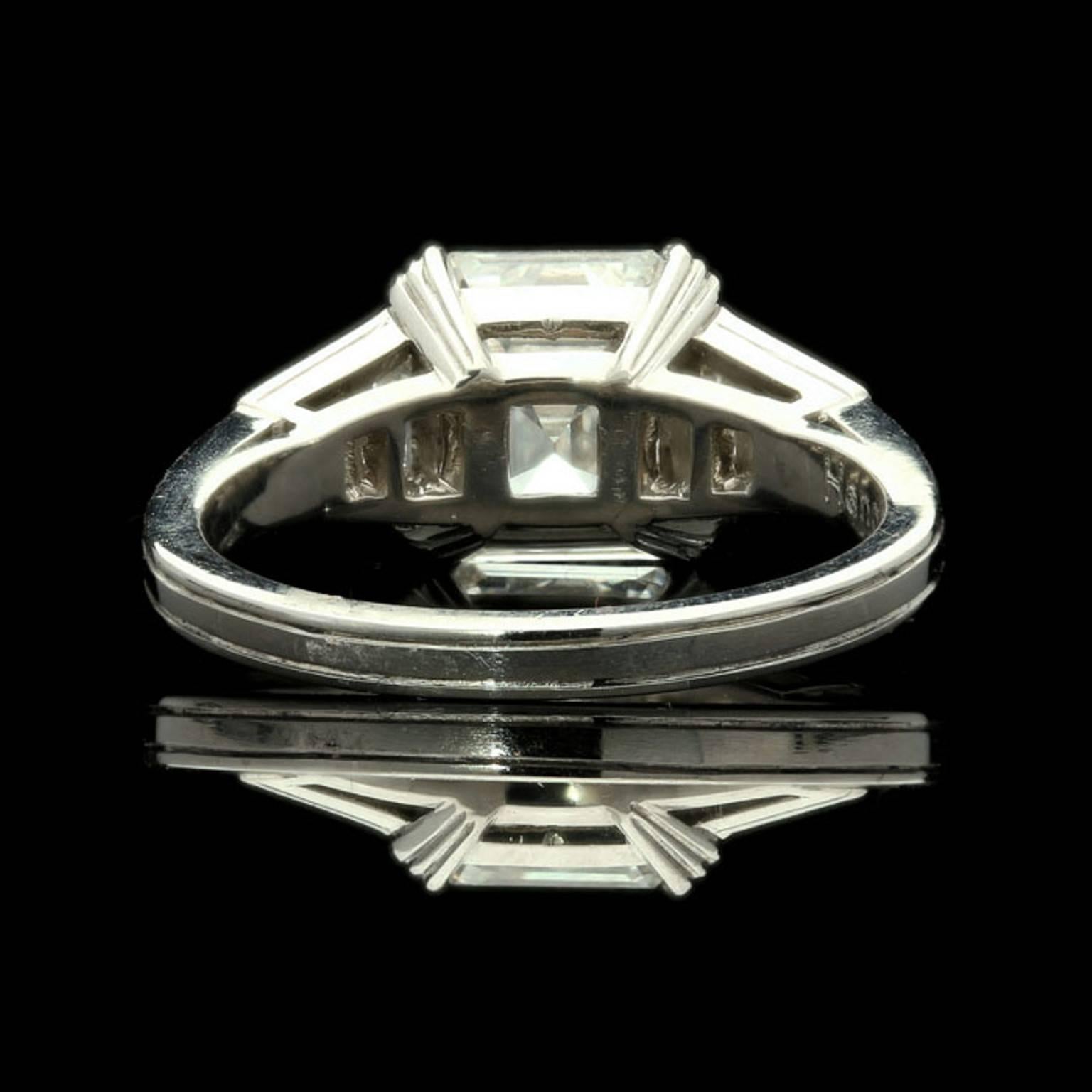 Women's Hancocks GIA 2.77 Carat Asscher cut diamond platinum ring 