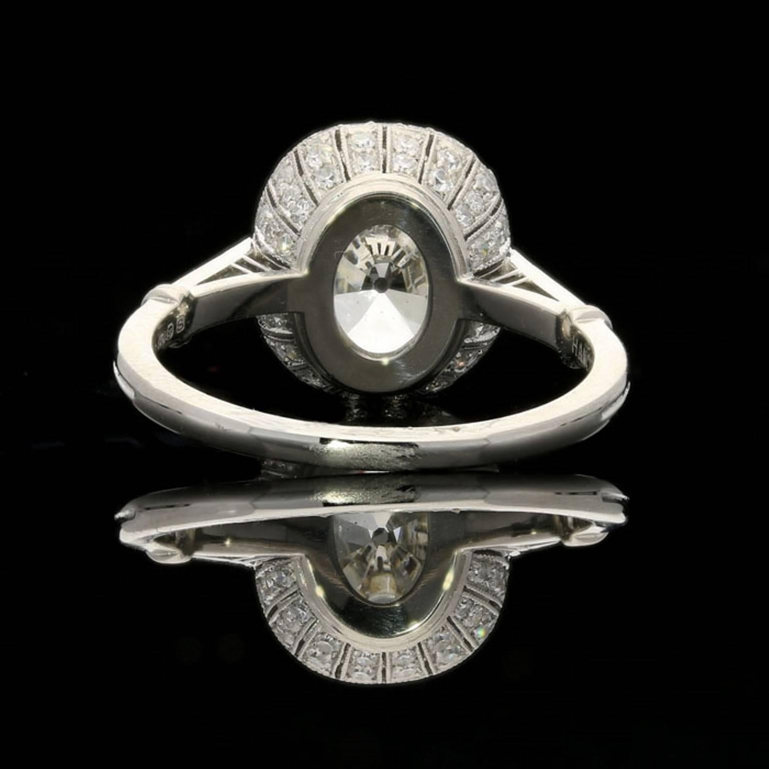 Women's Hancocks 4.14 carat Old Mine cut Platinum diamond solitaire ring