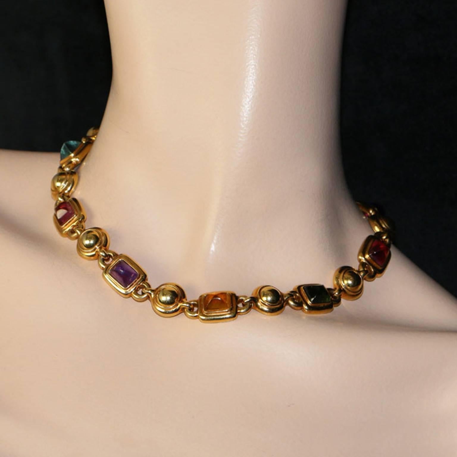 Chanel Multi Gem Gold Necklace 1