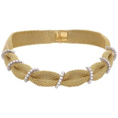 Tiffany & Co. 1950 Woven Gold Fabric Diamond Necklace