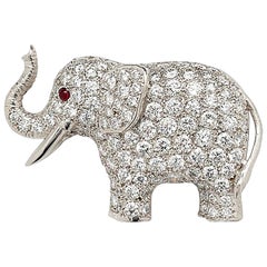 E. Wolfe & Co. White Gold and Diamond Elephant Brooch