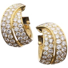 Van Cleef & Arpels Elegant Diamond Gold Hoop Earrings