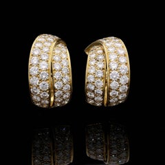 Van Cleef & Arpels Elegant Diamond Gold Hoop Earrings