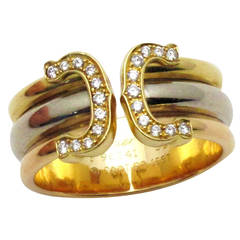 Cartier C de Cartier Tricolor Diamond Gold Ring