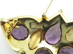 Imperial Topaz Amethyst Gold Pin Pendant