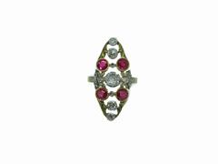 Edwardian Diamond and Synthetic Ruby Ring