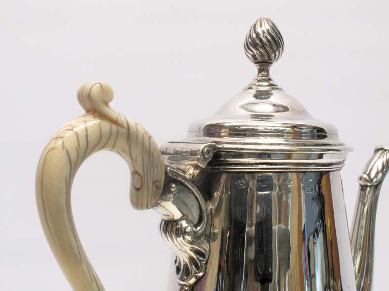 1750's Alexander Johnston Sterling Silver Coffee Pot In Excellent Condition In Santa Fe, NM