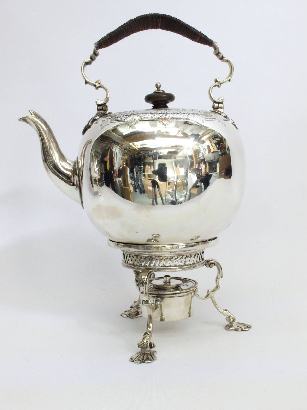 Georgian English Silver Kettle and Stand by Fred Kandler