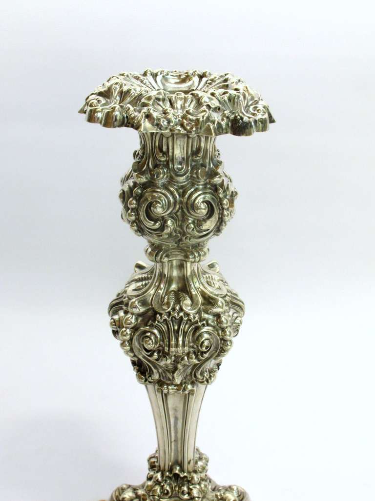 Sheffield Sterling Silver Candlesticks In Excellent Condition For Sale In Santa Fe, NM