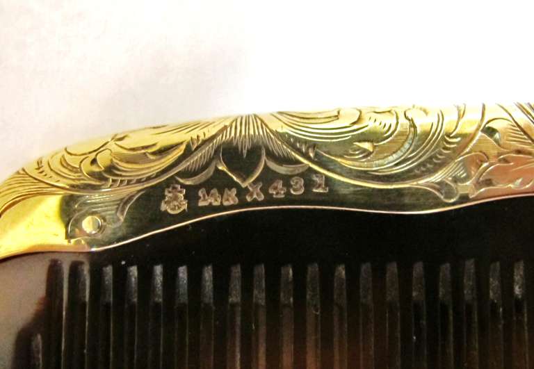Gorham Engraved Seven Piece Gold Vanity Set 5