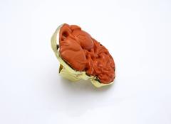 Large Coral Gold Ring