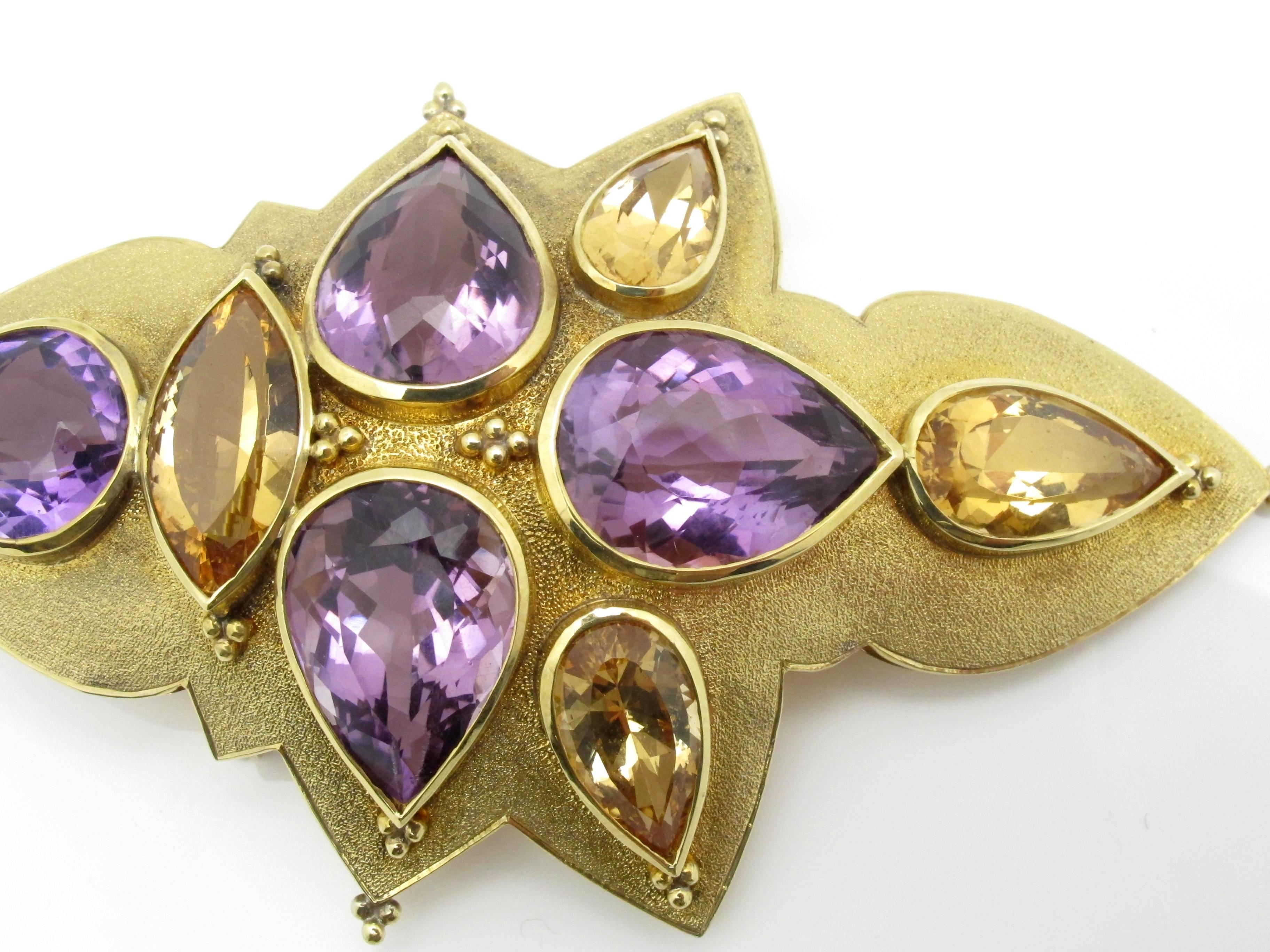 Women's Imperial Topaz Amethyst Gold Pin Pendant For Sale