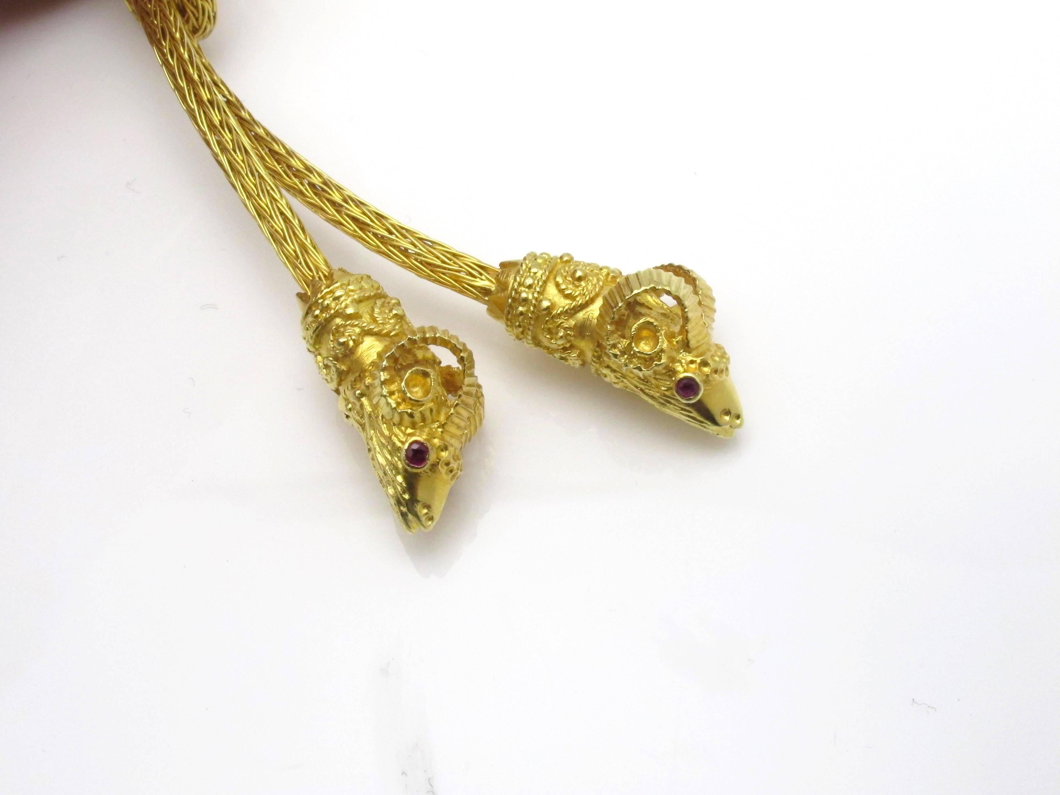Ilias Lalaounis Gold Ram's Head Knot Lariat Necklace In Excellent Condition In Santa Fe, NM