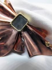 Tiffany & Co. Retro Aquamarine Ruby Diamond Gold Bow Brooch