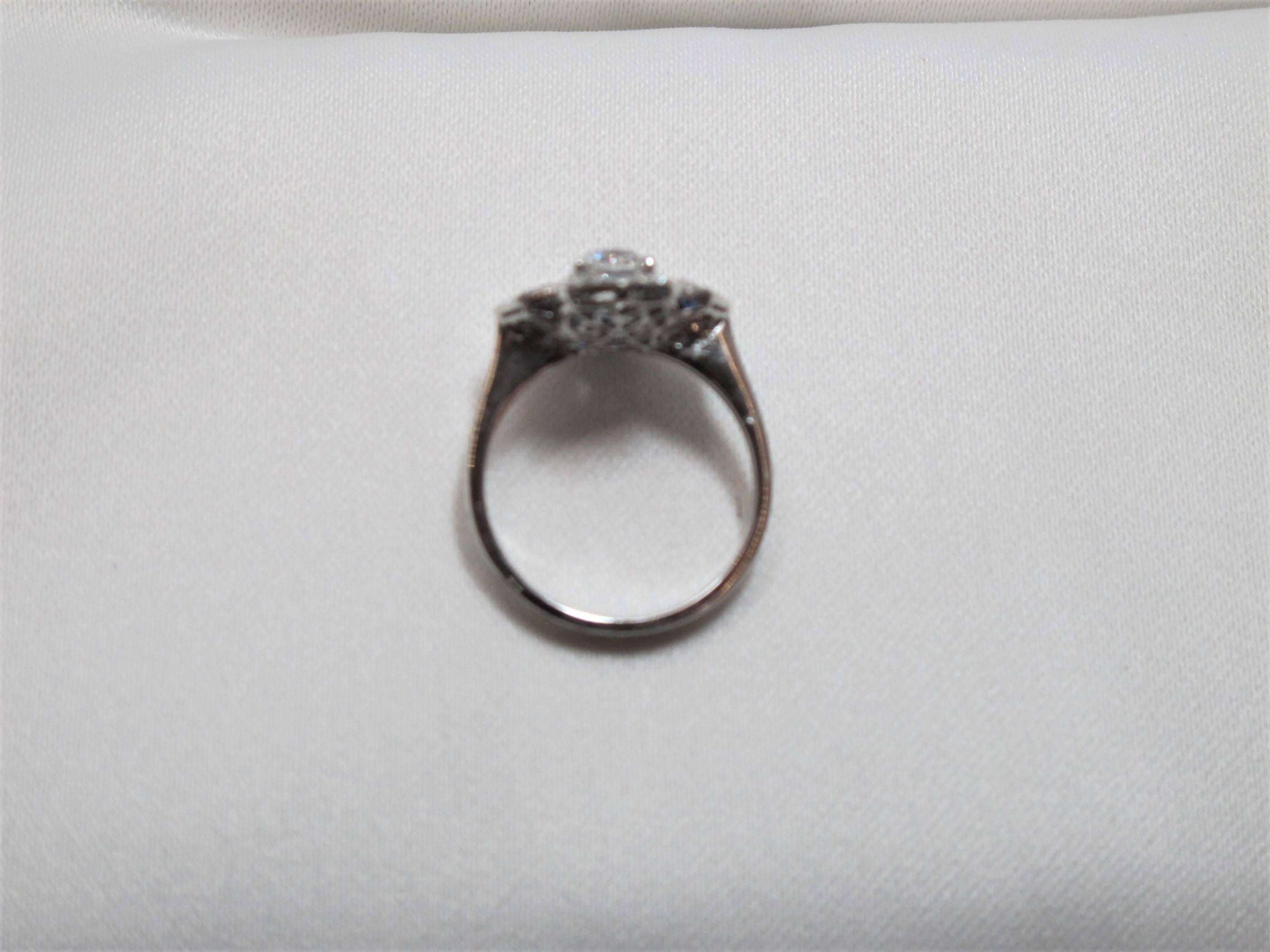 EGL Certified Cushion Cut Diamond and Sapphire Ring 1