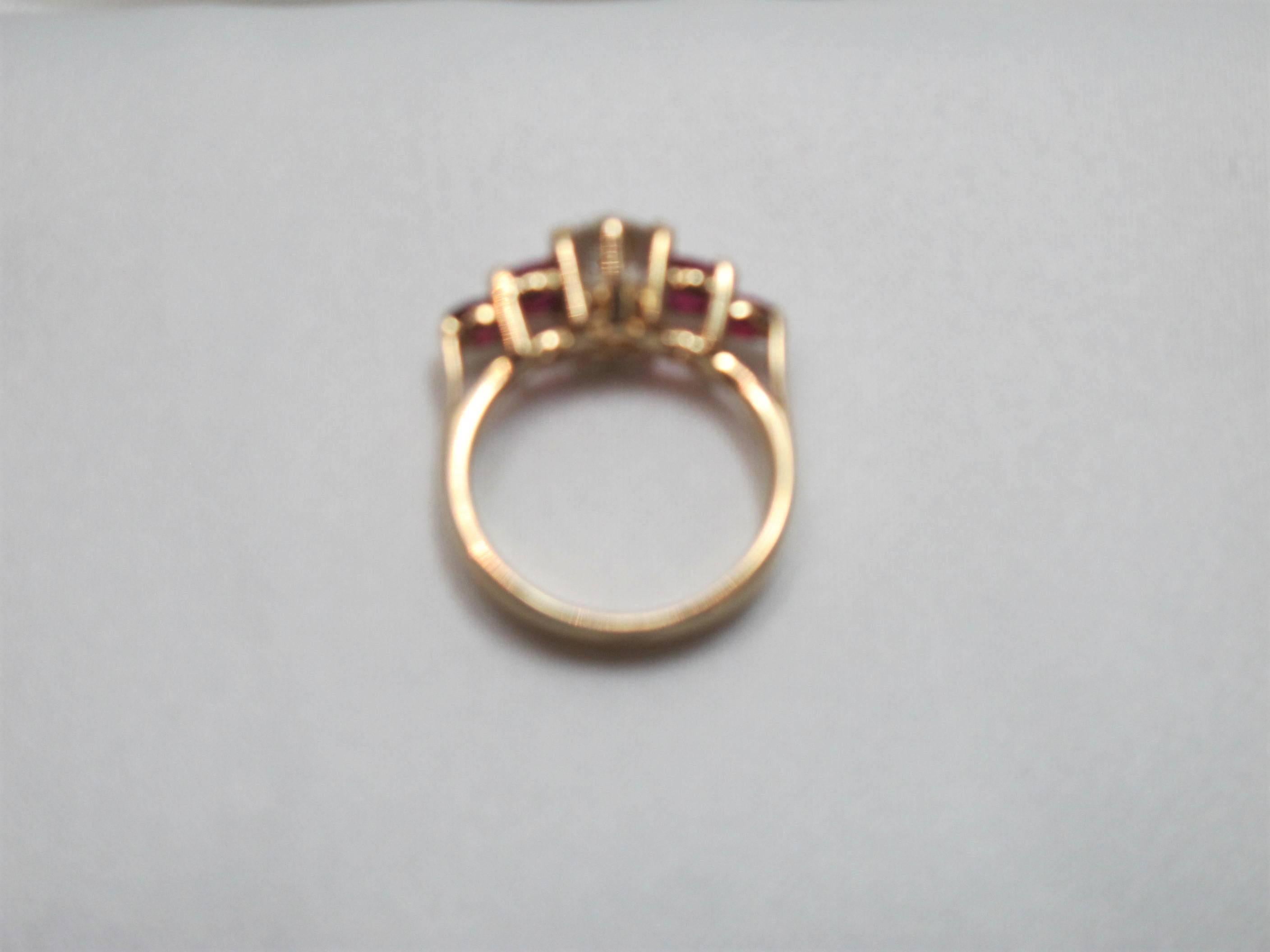 18 Karat Yellow Gold GIA Certified Diamond and Ruby Engagement Ring For Sale 1