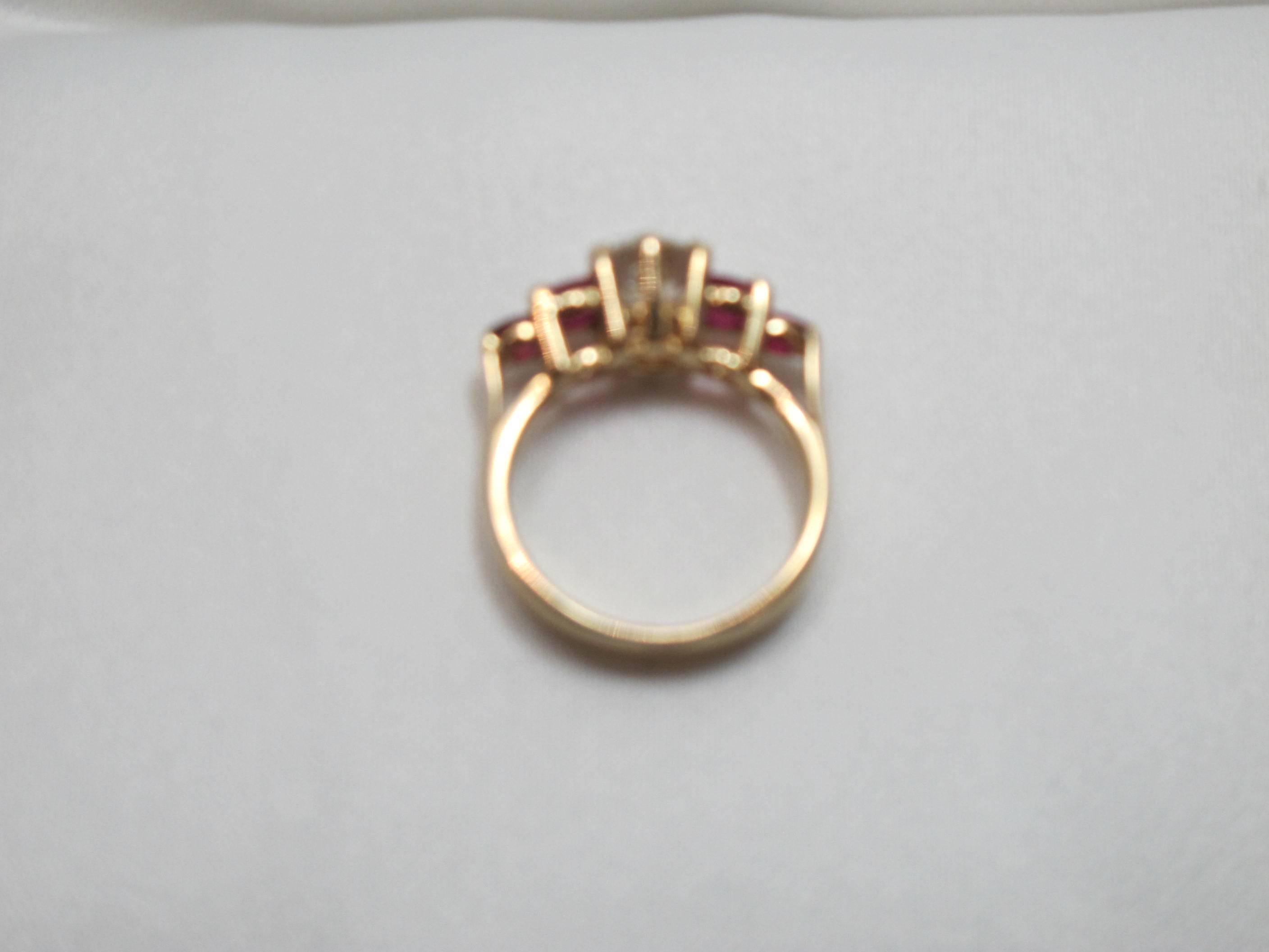 18 Karat Yellow Gold GIA Certified Diamond and Ruby Engagement Ring For Sale 4
