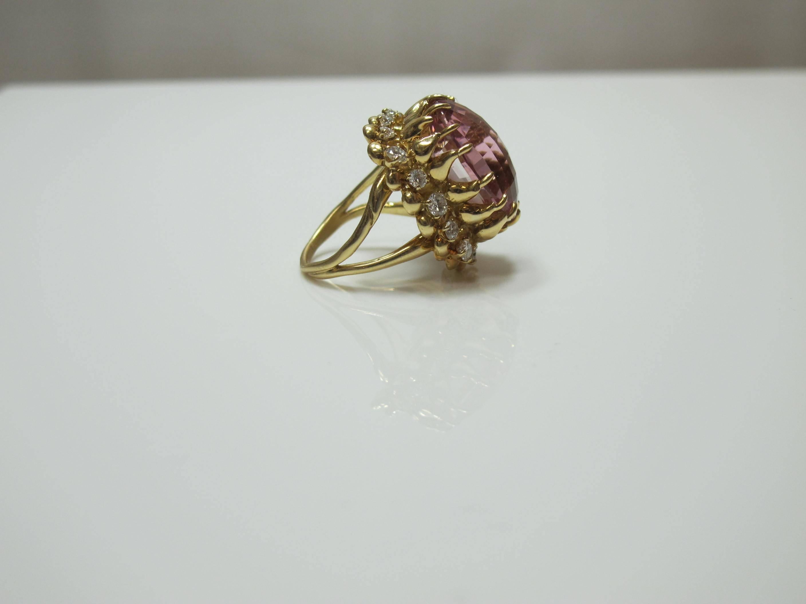 Julius Cohen Pink Tourmaline and Diamond Ring 1