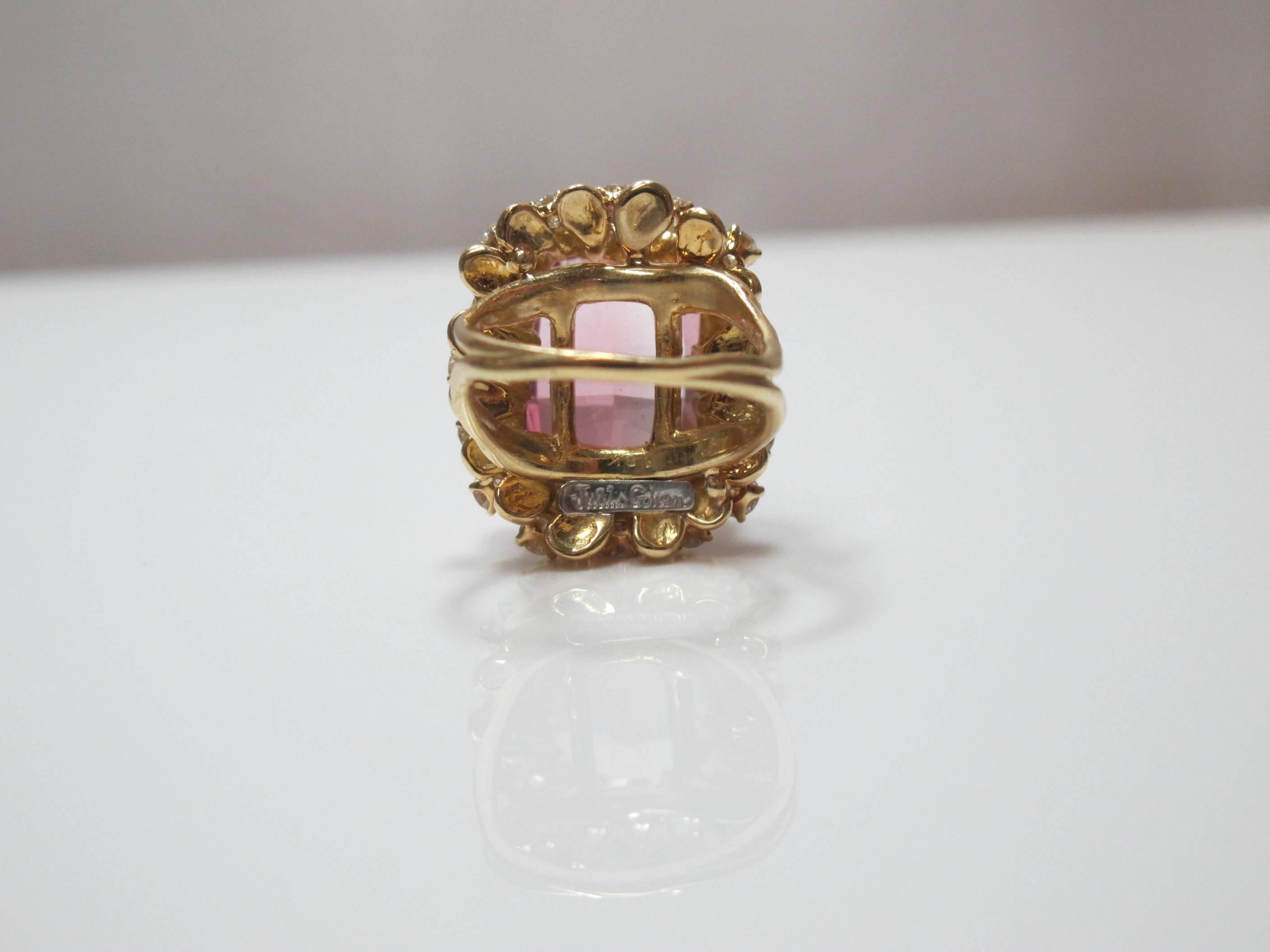 Women's Julius Cohen Pink Tourmaline and Diamond Ring