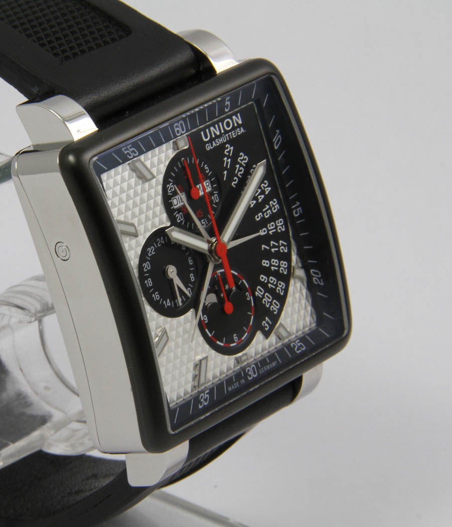 Union Glashutte Stainless Steel Averin Square Triple-Calendar Chronograph Watch