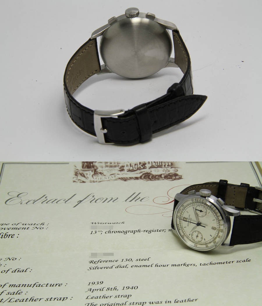 Patek Philippe Stainless Steel Chronograph Wristwatch Ref 130 In Excellent Condition In Munich, Bavaria