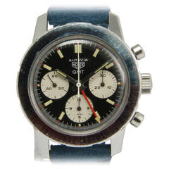 Retro Heuer Stainless Steel Autavia GMT Chronograph Wristwatch circa 1965