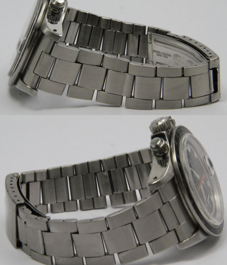 Men's Tudor Stainless Steel Monte Carlo Home Plate Chronograph Wristwatch circa 1971