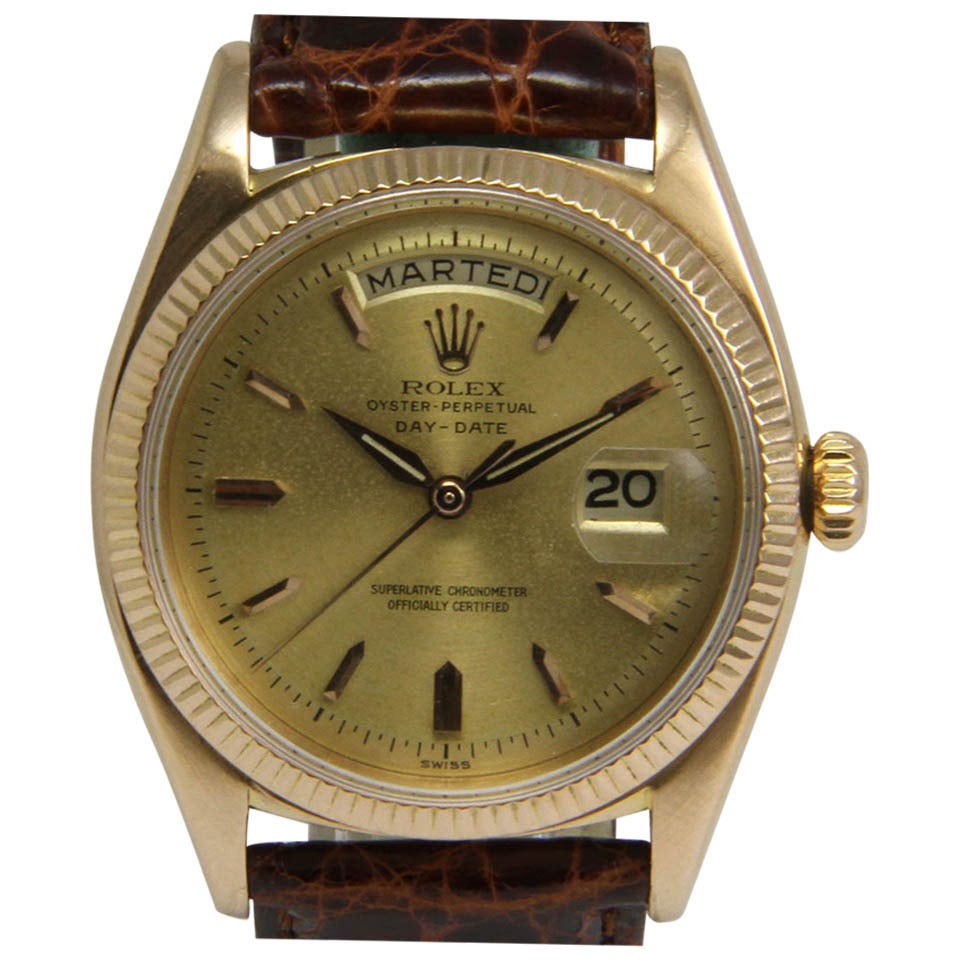 Rolex Pink Gold Day Date Wristwatch Ref 1803 Circa 1960 For Sale