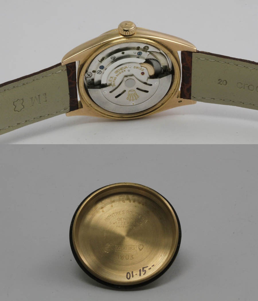 Rolex Pink Gold Day Date Wristwatch Ref 1803 Circa 1960 In Excellent Condition For Sale In Munich, Bavaria