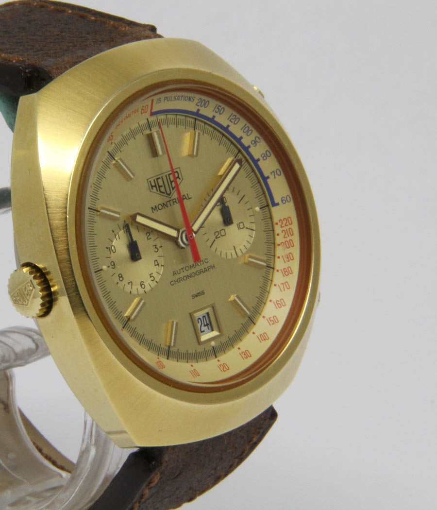 Heuer Gold-Plated Montreal Automatic Chronograph Wristwatch Ref.10505
