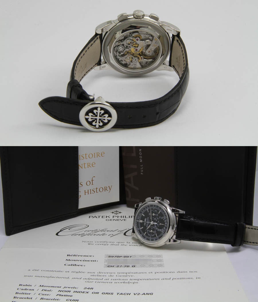 Women's or Men's Patek Philippe Platinum Grand Complications Chronograph Wristwatch Ref. 5970 P