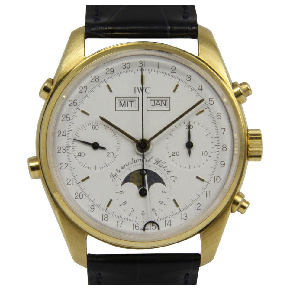 IWC Yellow Gold Moon Phase Chronograph Wristwatch Ref. 3710 For Sale