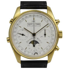 Vintage IWC Yellow Gold Moon Phase Chronograph Wristwatch Ref. 3710