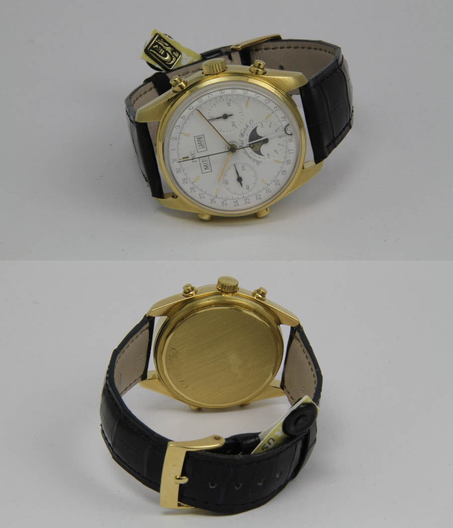 IWC Yellow Gold Moon Phase Chronograph Wristwatch Ref. 3710 In Excellent Condition For Sale In Munich, Bavaria